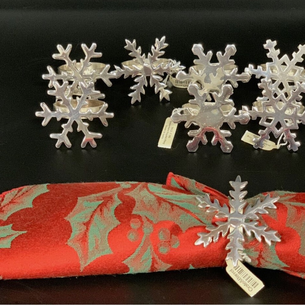Vintage Silver Tone Metal Snowflake Napkin Holder